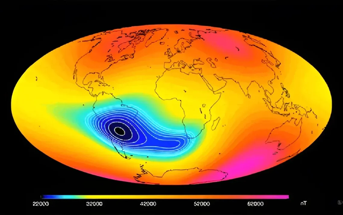 falha magnética, anomália do campo magnético;