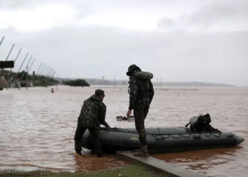 altura, da água, nível, Guaíba.