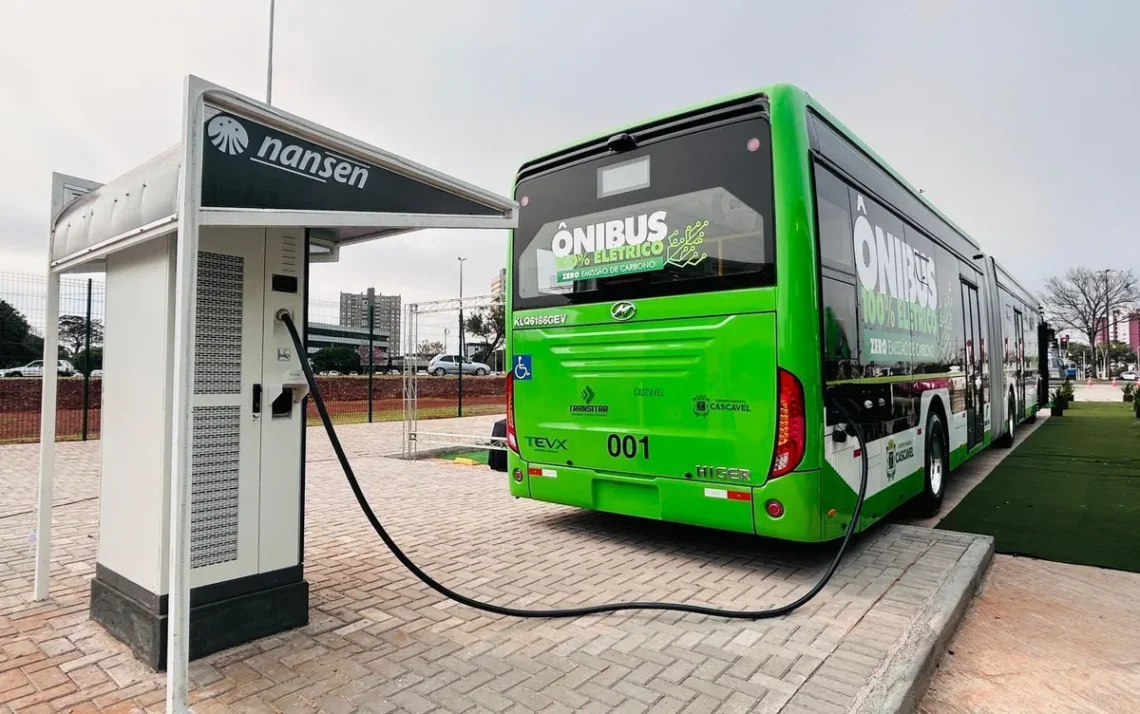 ônibus elétrico, veículo elétrico, transporte elétrico, veículo elétrico da cidade, ônibus sustentável;